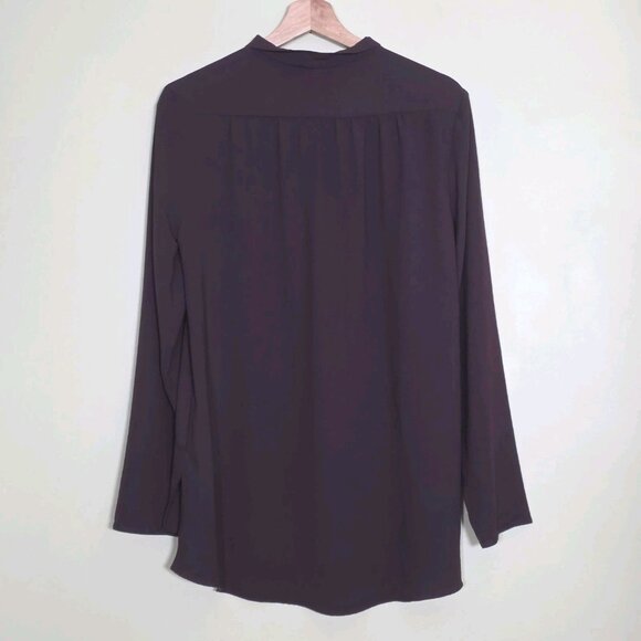 Wilfred Top Womens M Purple Blouse LS High Low Hem Corporate Girlie Buttons Boho - Picture 2 of 16